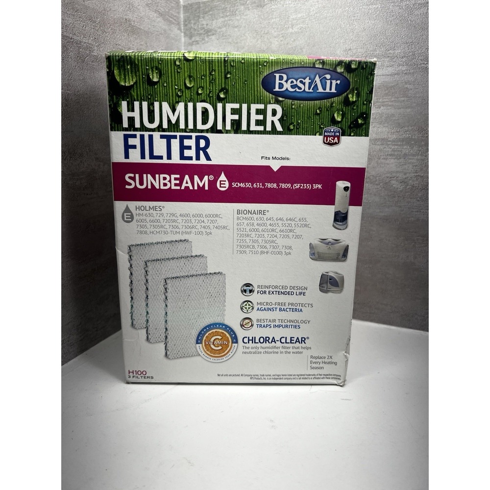 BestAir Humidifier Filter H100 3-Pack Sunbeam E /Holmes E / Bionaire